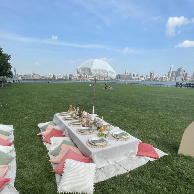 Team HG picnic setup at Pier A Park